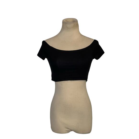Blue Life black off shoulder short sleeves crop top size XS - Picture 6 of 10